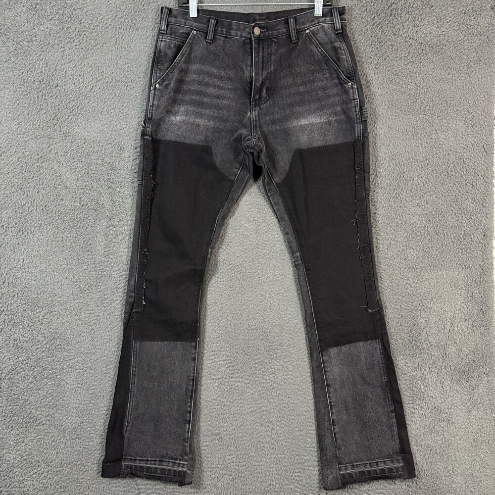 Mnml Jeans Mens 30 (Fits 32x34) Black Double Knee Bootcut Carptenter Denim Pants